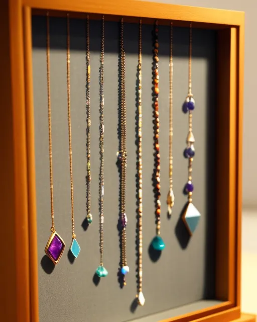 Gemstone necklace in a display case, 🌟 