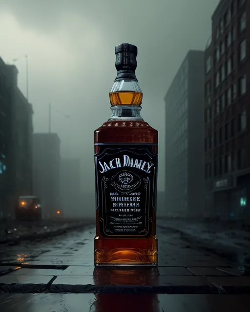 Jack Daniel's Whiskey bottle, , dystopian, ominous