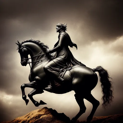 Devils Riding/horse Devil, Riding, A Black Horse, , - Free AI Photo Generator - starryai