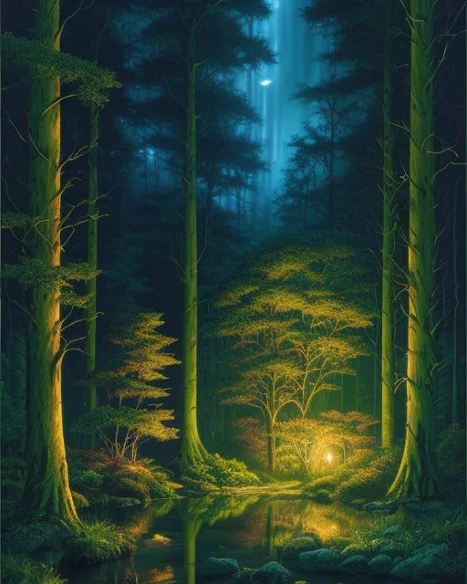 Night time in the forest 