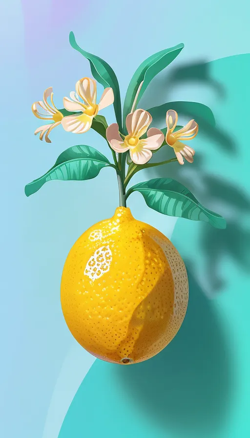 beautiful fantastic background for a flower cosmetic brand card, lemon-turquoise tones, gentle, perspective, in the center there is a place for a bottle, studio photo, professional light, luxury, rich, modern designed, hyper realistic 