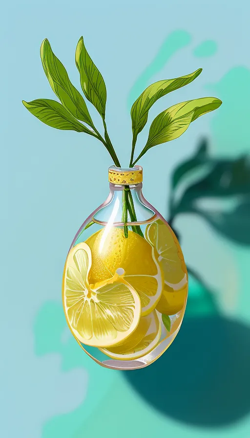 beautiful fantastic background for a flower cosmetic brand card, lemon-turquoise tones, gentle, perspective, in the center there is a place for a bottle, studio photo, professional light, luxury, rich, modern designed, hyper realistic 