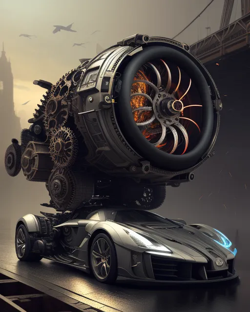 Extremely complex machine, gears, - Free AI Photo Generator - starryai