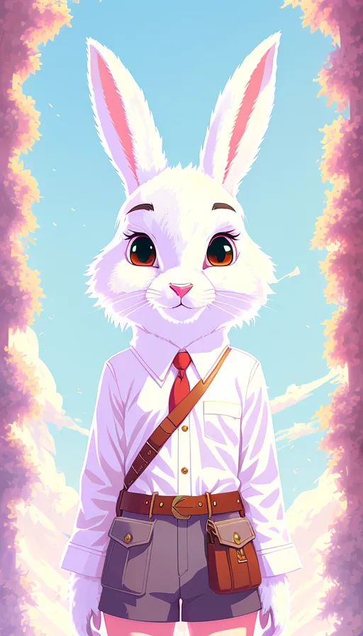 Humanoid Fluffy Rabbit humanoid rabbit white pink fur, - Free AI Photo Generator - starryai