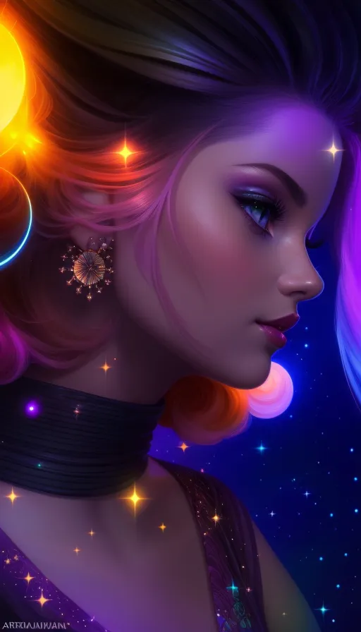 beautiful cute girl cosmic Her - Free AI Photo Generator - starryai