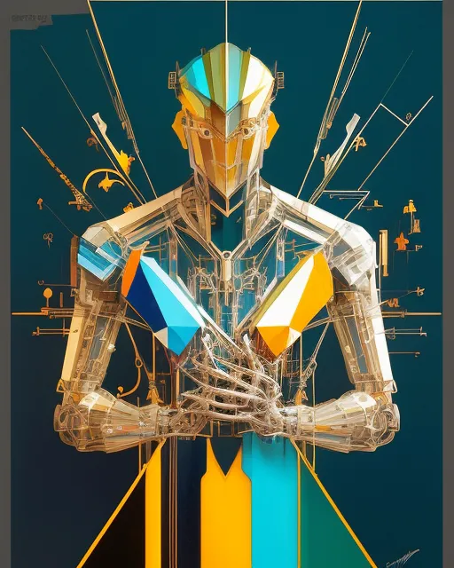  {sci-fi man of glass and golden wires} highly detailed, dynamic pose, cinematic matte background, intricate motifs, biomechanics, exposed circuitry wires, variations of gloss and matte metals, transparent glass coating, organic tracery, perfect composition, warm dreamy tones, digital painting, artstation, concept art, smooth, sharp focus, illustration, Carne Griffiths, pixar, Michael Garmash, Frank Frazetta, Victo ngai, Jean Baptiste Monge, mixed media, oil painting, scratch art, intricate bold design, bright colors (( art by:: Felipe Pantone, Dongi Lee, Maria Esmar, Okuda )), shiny aura