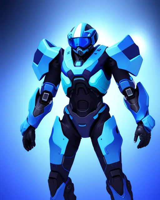 Blue Futuristic Armor - AI Photo Generator - starryai