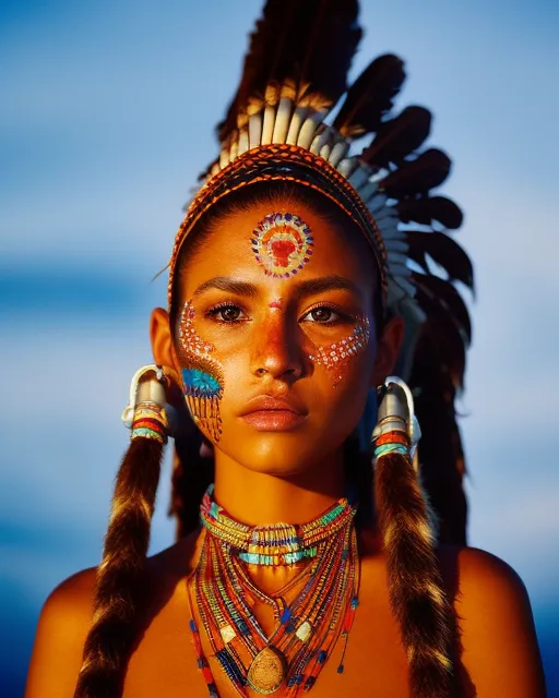 Native American female, fine , - Free AI Photo Generator - starryai