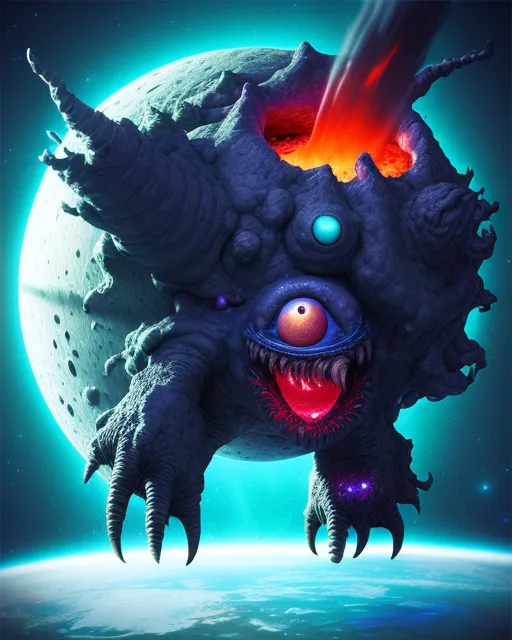 Space monster devouring a planet - Free AI Photo Generator - starryai