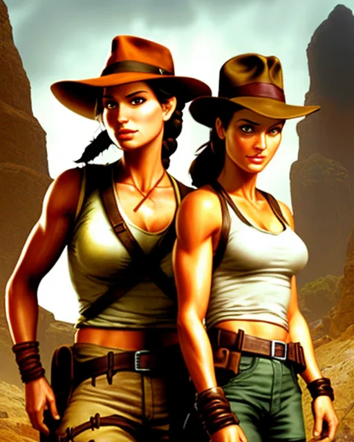 Lara Croft Indiana Jones - AI Photo Generator - starryai