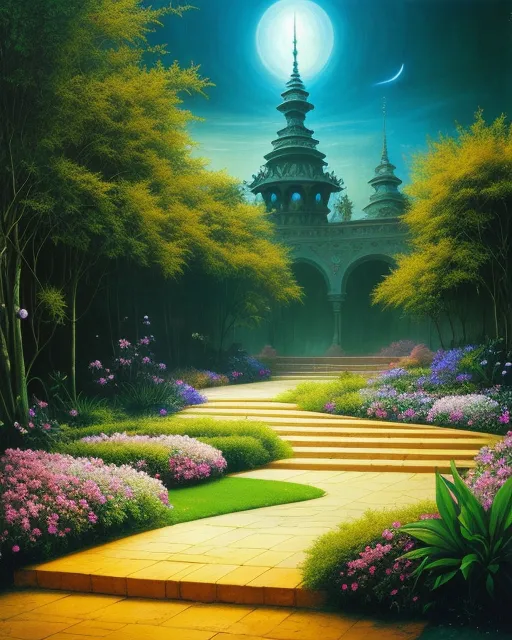 Gardens, cosmic fantasy flowing 8 - Free AI Photo Generator - starryai