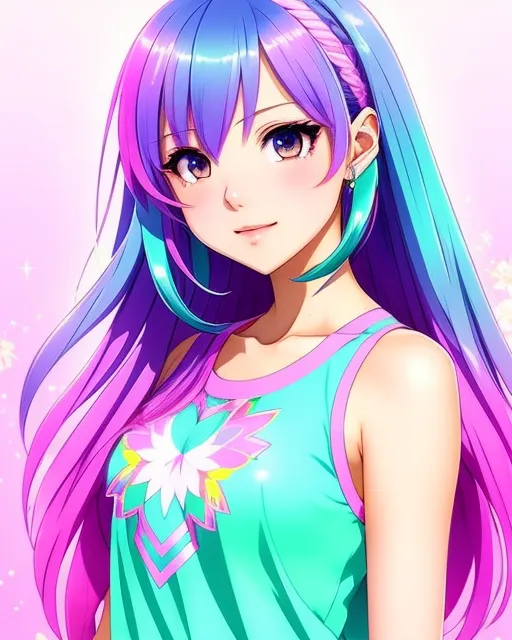 beautiful anime girl pink hair 4K by Subarusama