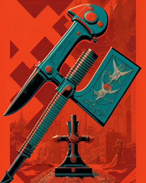 The Fascist Axe, johan grenier, victo ngai, hyper detailed, james jean, dan mumford, kilian eng, asaf hanuka, hyperrealism