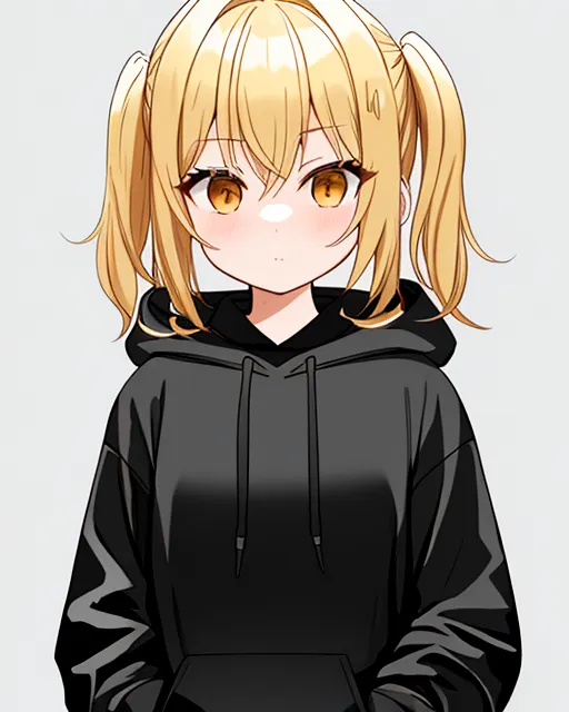 a blonde girl wearing a black hoodie AI Photo Generator starryai