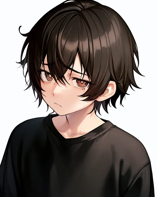 anime boy with black hair and brown eyes