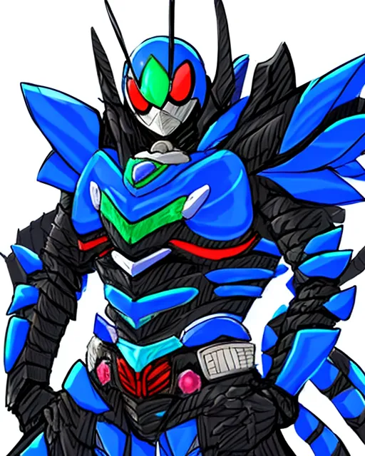 Centipede Rider Kamen Rider blue centipede armor - Free AI Photo Generator - starryai