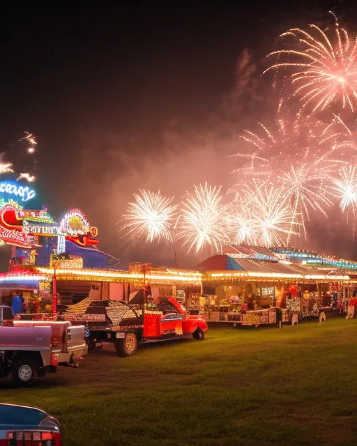 Random Fair Photos Midway at county fair sunset sky - Free AI Photo Generator - starryai