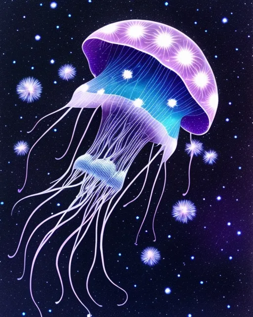 Starry eyed jellyfish void space - Free AI Photo Generator - starryai