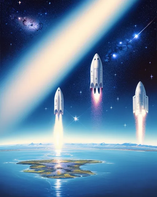 Multiple Rockets Together Multiple rockets lifting off - Free AI Photo Generator - starryai