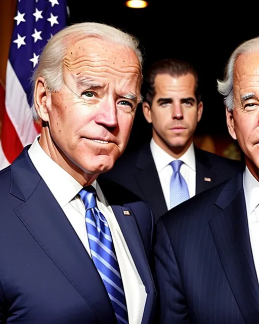 Joe Biden Hunter Biden evil ugly demon - AI Photo Generator - starryai