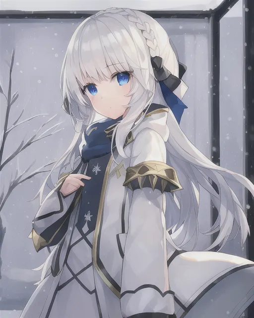 A girl with white snow light hair  and pa