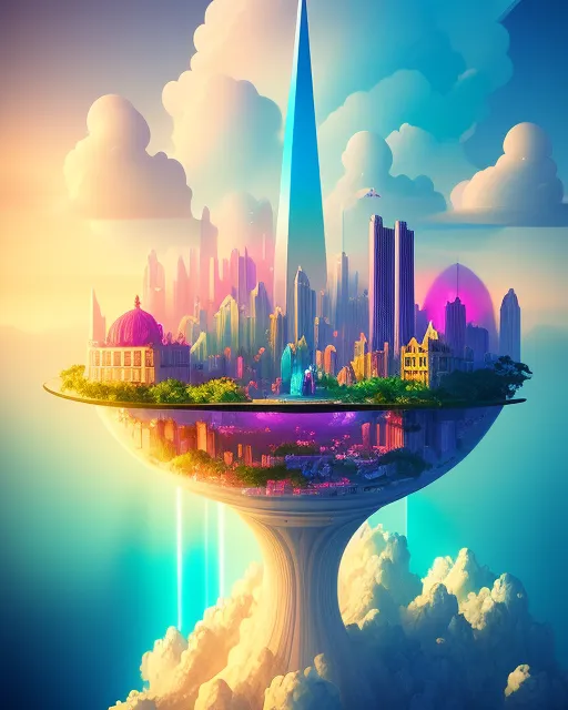 Surreal Cityscapes! City clouds, - Free AI Photo Generator - starryai