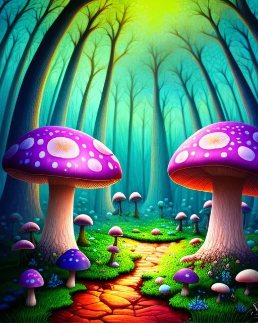 Mushroom forest, digital digital - Free AI Photo Generator - starryai