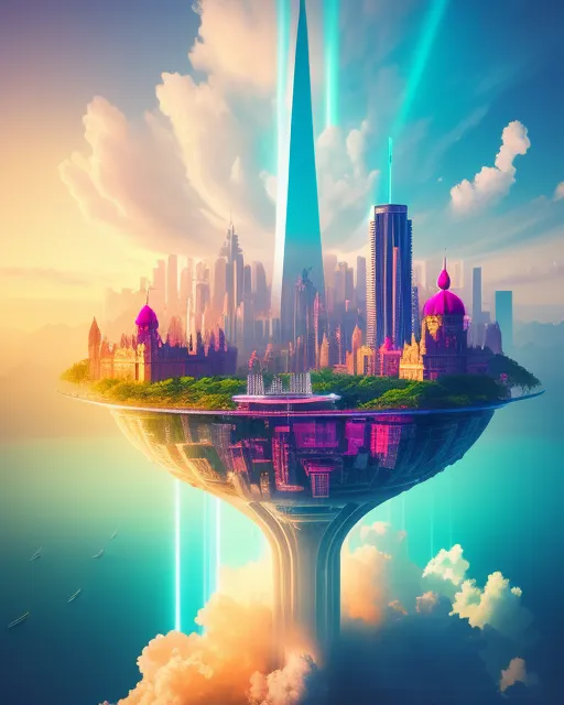 Surreal Cityscapes! City clouds, Light - AI Photo Generator - starryai
