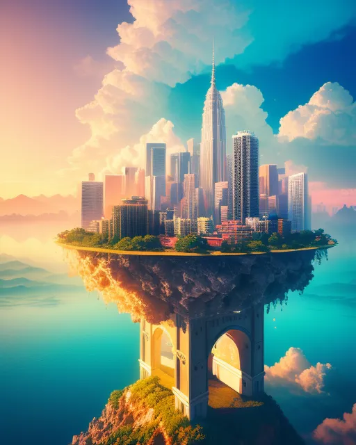 Surreal Cityscapes! City clouds, - Free AI Photo Generator - starryai