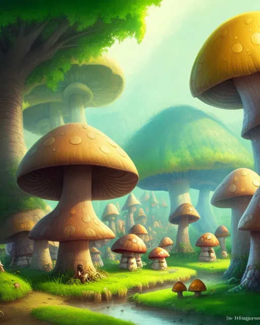mushroom village - Free AI Photo Generator - starryai