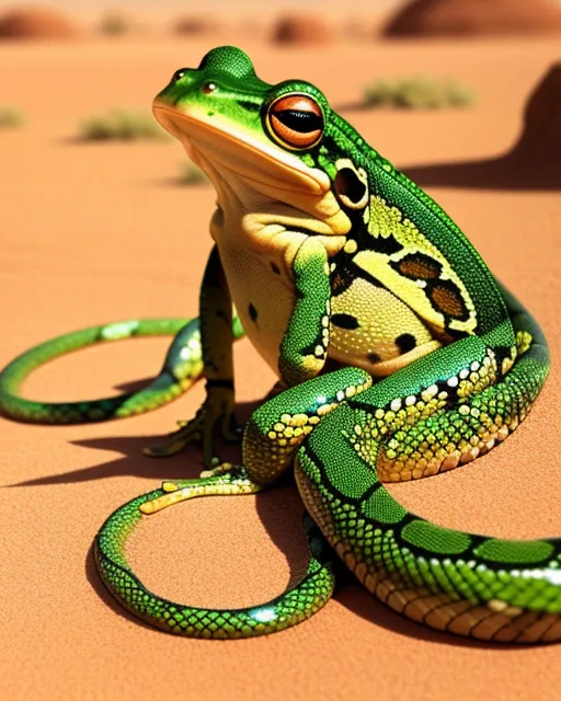 Snake frog hybrid realistic desert - AI Photo Generator - starryai