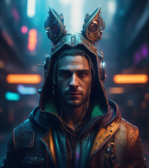 prompthunt: portrait of a man, standing in a hall of cyberpunk megacomplex;  hyperrealistic, 4K wallpaper, cinematic lighting, highly detailed and  beautiful