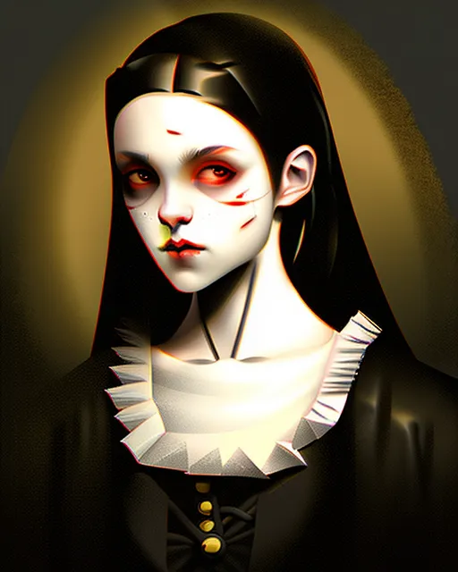 Portrait of a vampire girl, In the style of Rembrandt Harmenszoon van Rijn oil painting