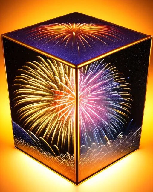 Fireworks a cube - Free AI Photo Generator - starryai