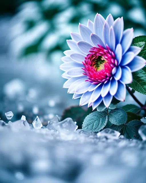 Cold garden , ice , flower,4k , - Free AI Photo Generator - starryai