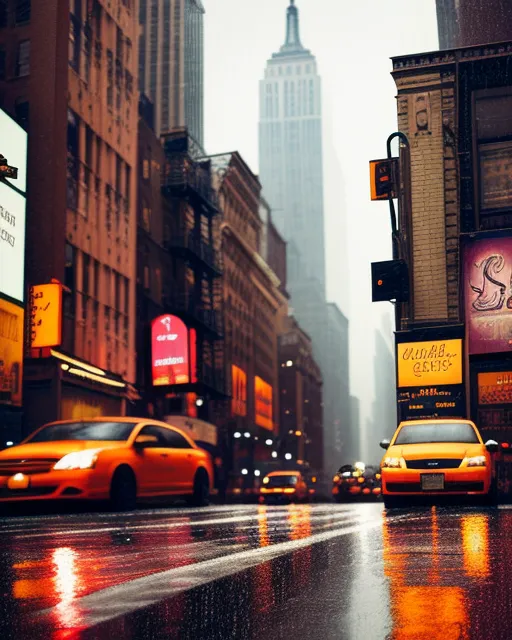 Streets New York City a rainy - Free AI Photo Generator - starryai