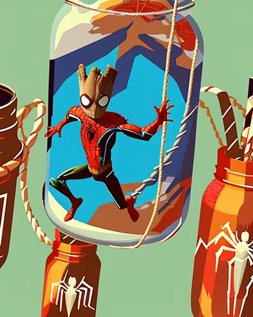 Groot Jumping Groot, Spiderman, batman, robin - Free AI Photo Generator - starryai