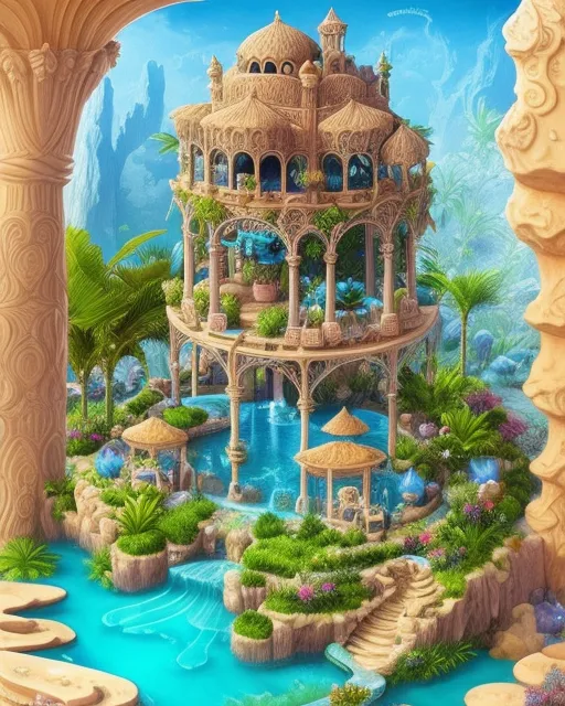 Magical oasis, hyper detailed