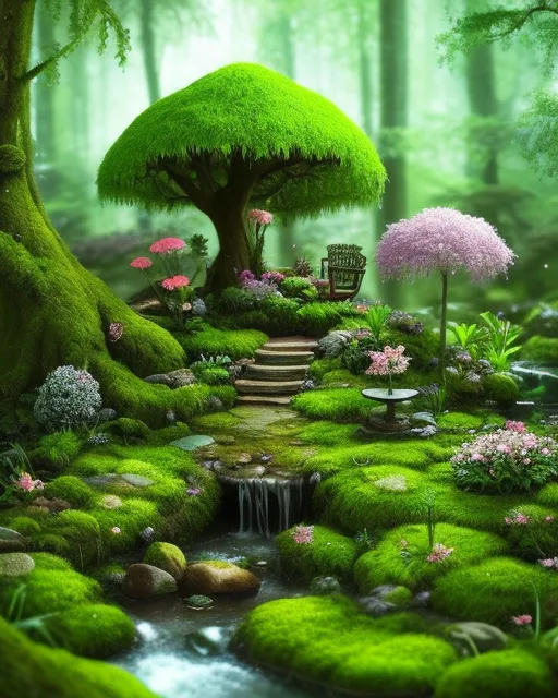 Beautiful fairy forest garden , - Free AI Photo Generator - starryai