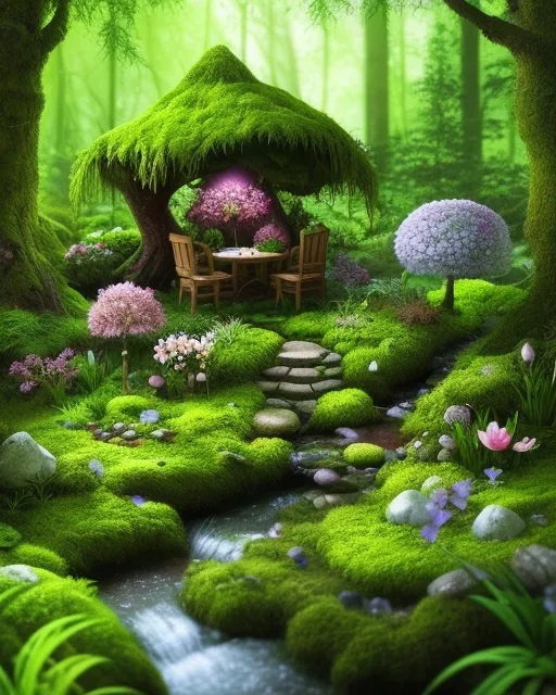 Beautiful fairy forest garden , - Free AI Photo Generator - starryai
