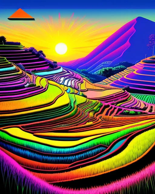 Rice terraces on psychedelics