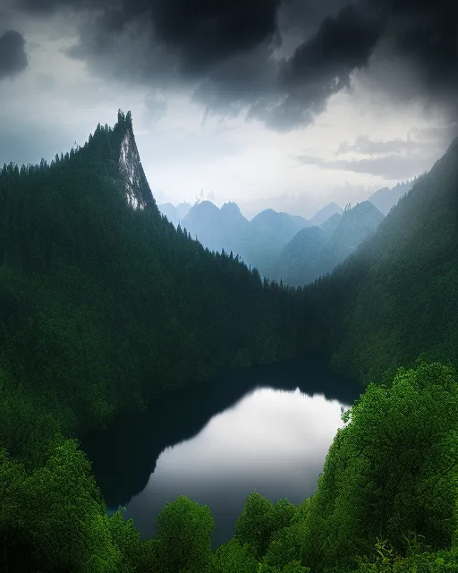Rainy Mountain View - Free AI Photo Generator - starryai