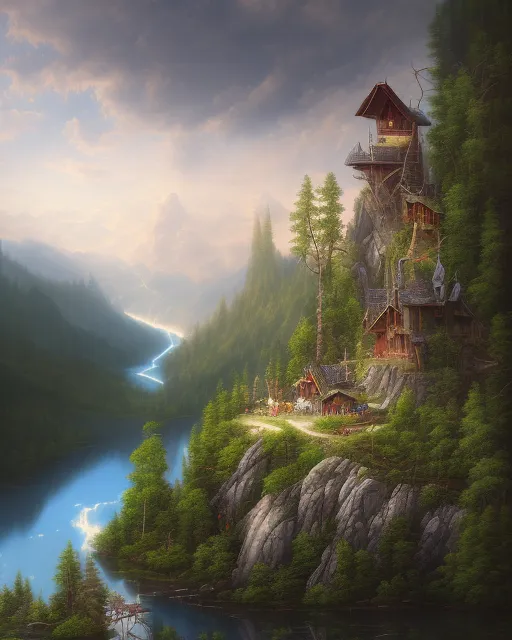 Rainy Mountain View - Free AI Photo Generator - starryai