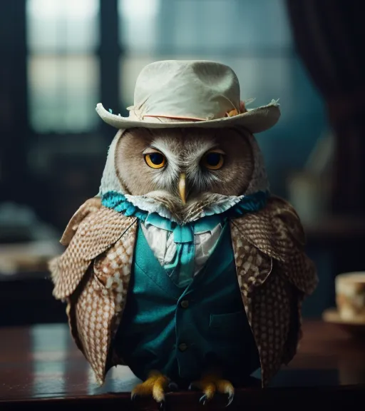 Owl wearing a Cowboy hat - Free AI Photo Generator - starryai