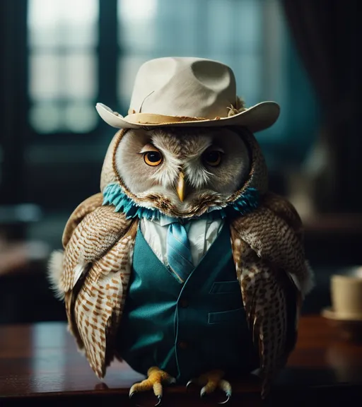 Owl wearing a Cowboy hat - Free AI Photo Generator - starryai