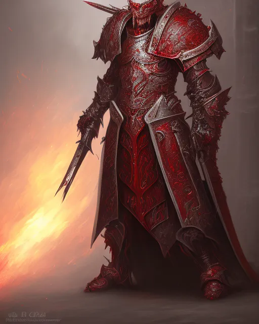 A blood red demonic knight blood - Free AI Photo Generator - starryai