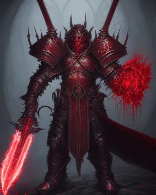 A blood red demonic knight blood - Free AI Photo Generator - starryai