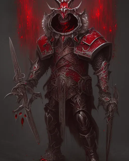 A blood red demonic knight blood - Free AI Photo Generator - starryai