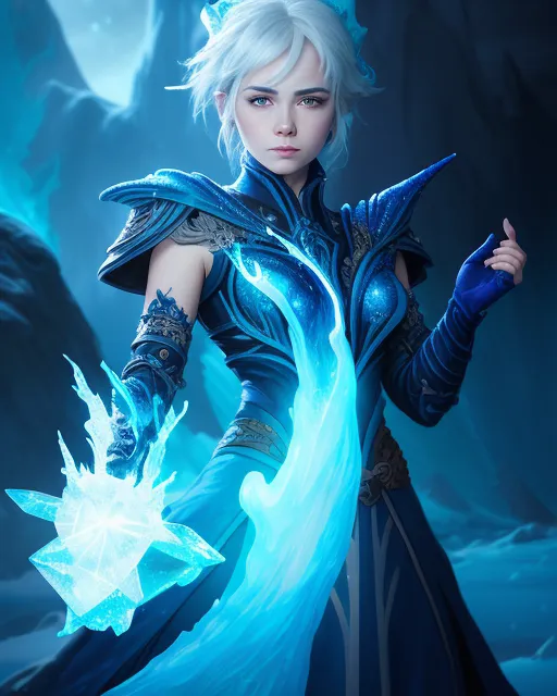 A Fire Caster Icy Otherworld. magic, - AI Photo Generator - starryai