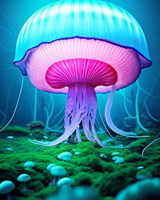 Jellyfish mushroom forest - Free AI Photo Generator - starryai
